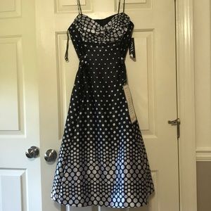 Black and silver polka dot cocktail dress